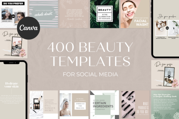 400 Beauty Salon Templates for Social Media 1